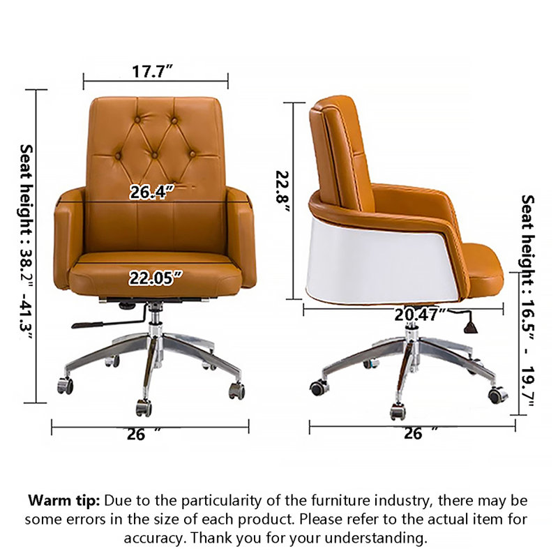 Chaise de bureau moderne en alliage d'aluminium et de cuir minimaliste