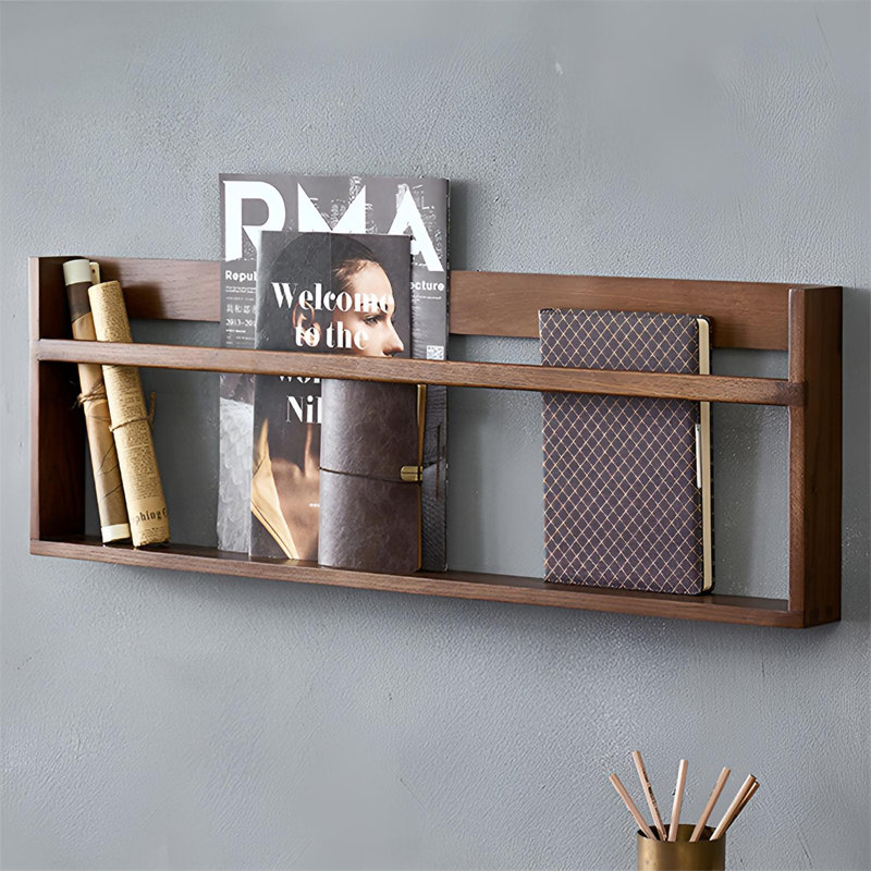 Solid Oak Wall-Mounted Shelf, 11.81" H x 35.43" W x 2.75" D