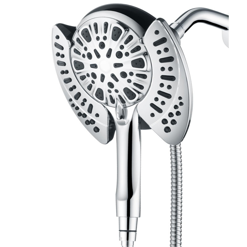 2-In-1 Shower Head With Handheld Combo, 2.5GPM Rainfall, 9 Spray Settings Hand Held Shower, With Hose, Chrome