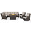 Ensemble de conversation modulaire en osier pour 8 personnes avec table de foyer et coussins Dahlyla-1411424228-1411424225