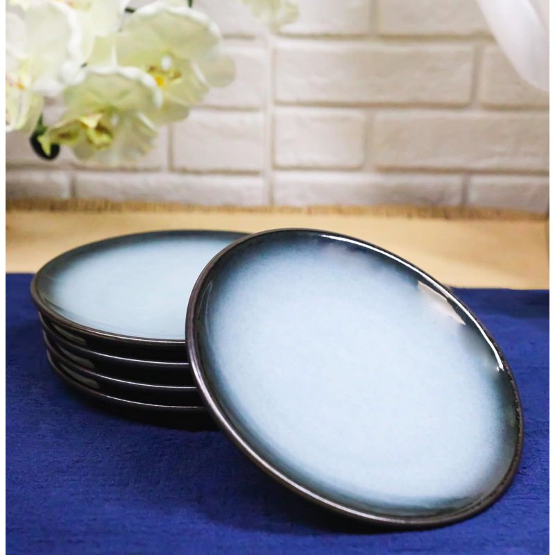 Set Of 5 Blue Sky Stars Seikai Round Appetizer Dessert Salad Ceramic Plates 6"D