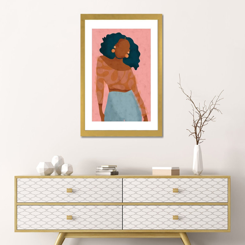 Impression « mood » par Reyna Noriega, Papier encadré doré, H 24 po x l 16 po x p 1 po, Blanc
