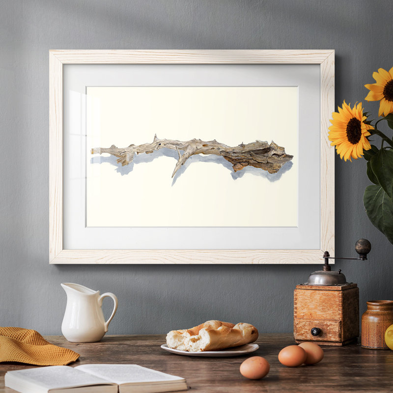 «Driftwood Study I - Rustic», reproduction d'art encadrée avec tableau mat, H 26 po x l 38 po, Blanc