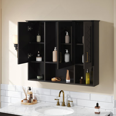 Armoire murale avec tablettes réglables, portes à fermeture en douceur pour la salle de bain