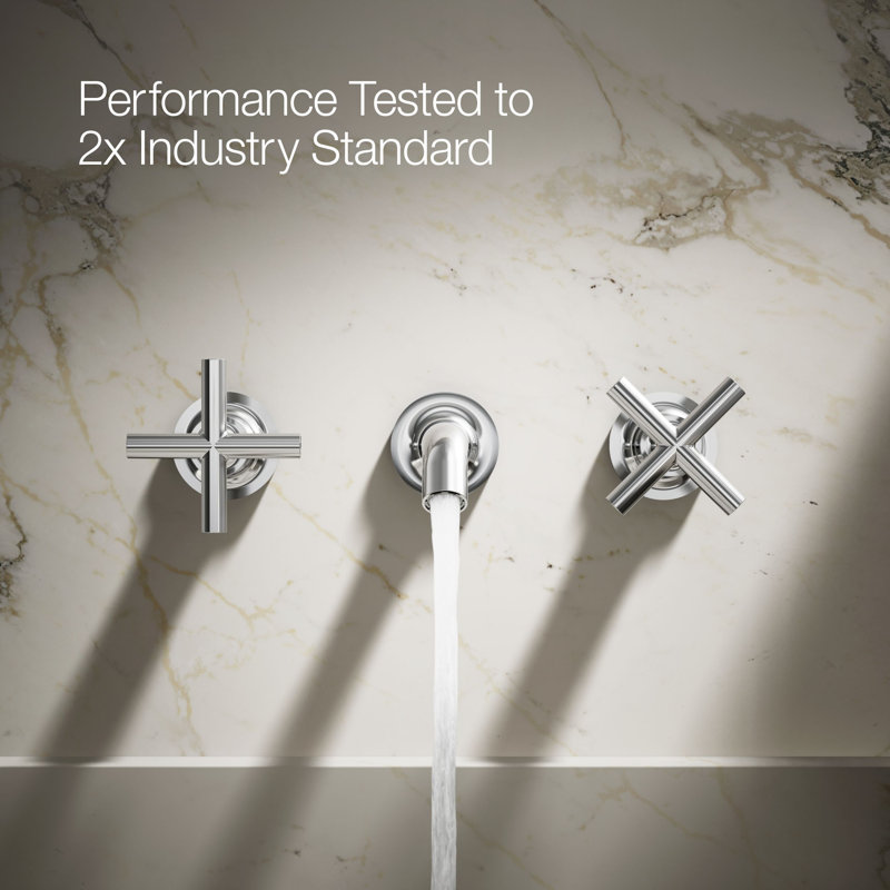 Purist® Wall-Mounted Bathroom Faucet, Polished Chrome, Cross Handle