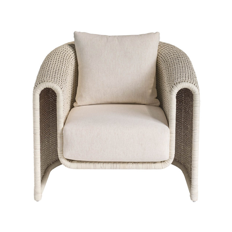 Fauteuil demi-tonneau rembourré, Blanc