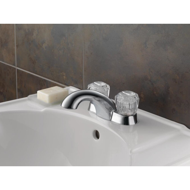 Classic Centerset Bathroom Faucet with Clear Knob Handles
