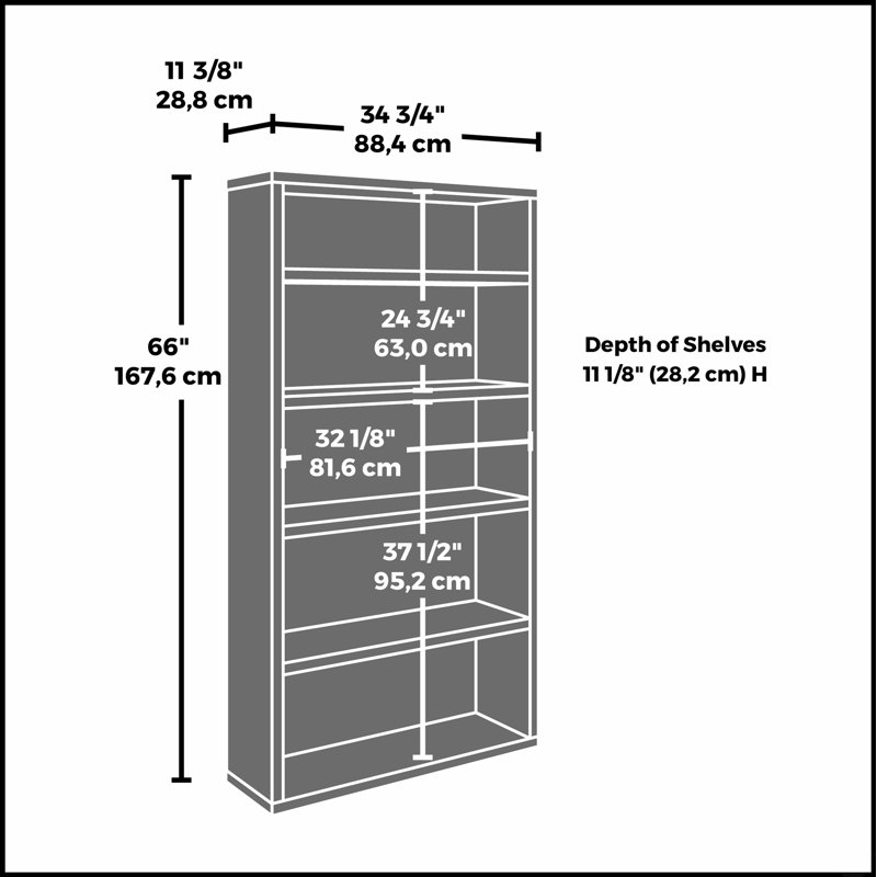 Bibliothèque réglable à 5 tablettes avec panneaux durables pour un rangement polyvalent et une organisation élégante dans n'importe quelle pièce