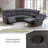 3-Piece Stripe Fabric Manual Reclining Curved Sectional With Storage Console And Cup Holders-1349969232