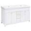 Meuble-lavabo 60 po avec lavabo double en résine, 3 tiroirs et 4 portes, pieds en bois massif, à fermeture en douceur