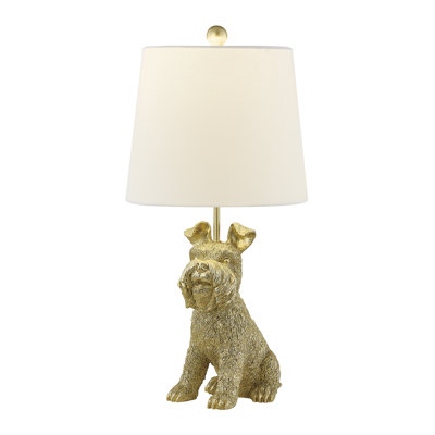 Lampe de table en résine dorée 23,5 "avec abat-jour Schnauzer