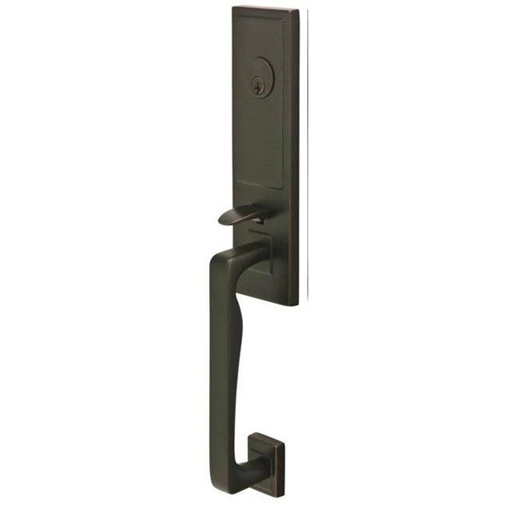 Century Satin Nickel Single Cylinder Deadbolt with Left Handed Merano Lever  Door Handleset