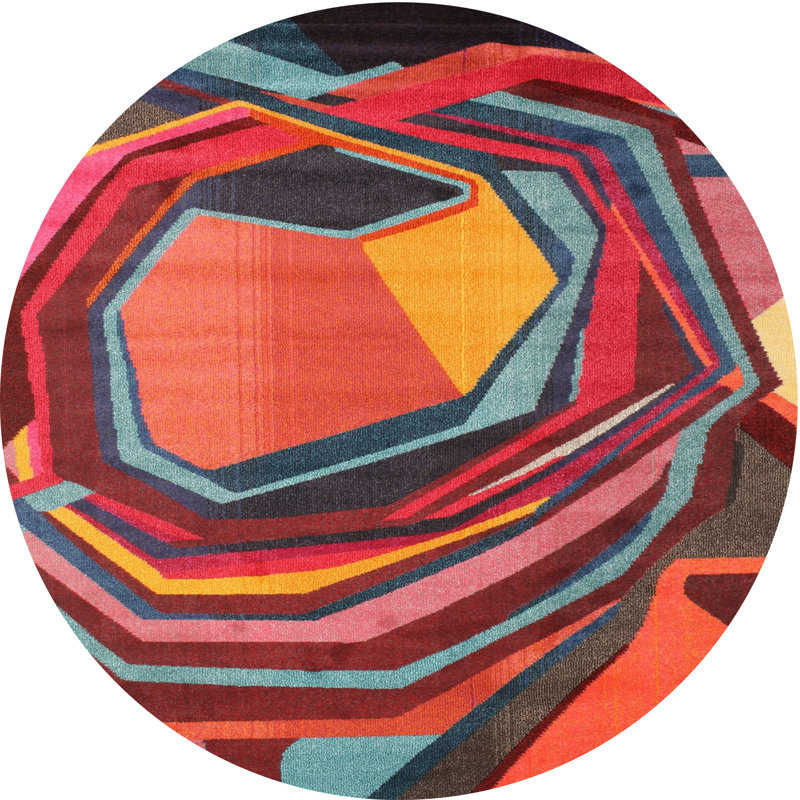 Abstract Indoor Rug, Round 7'