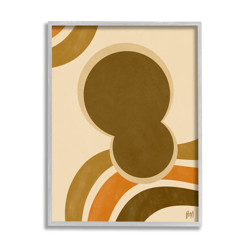Art texturé à la giclée encadrée, rétro et abstraite, H 30 po x l 24 po, Cadre gris