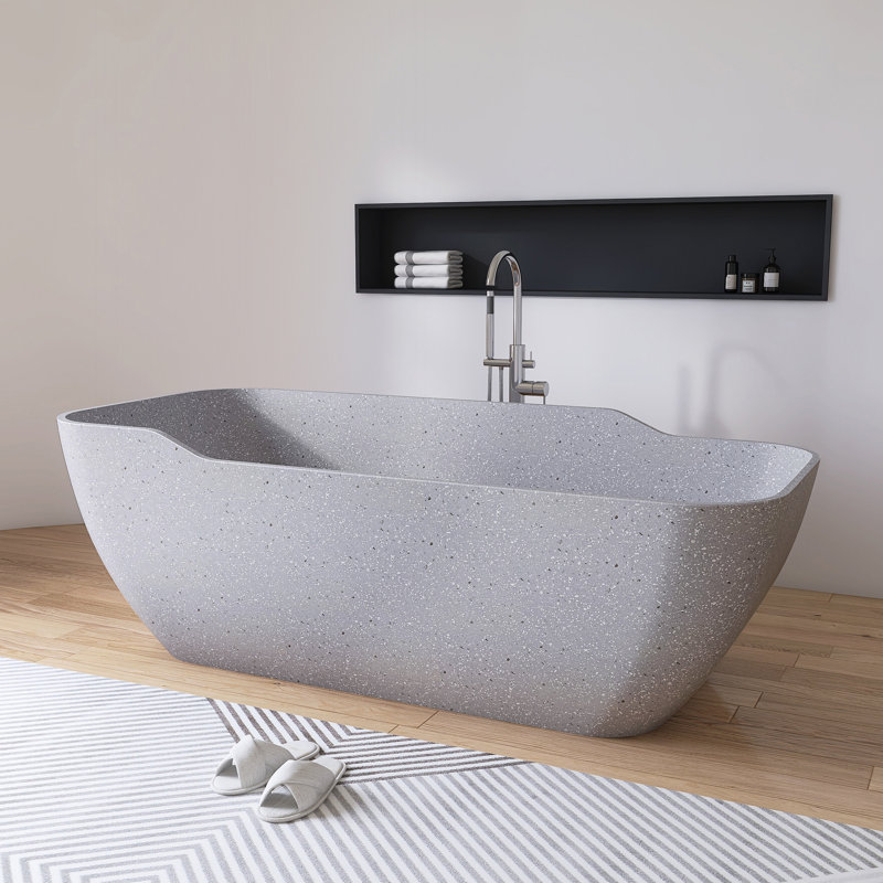 Baignoire de trempage autoportante 71 po. X 31 po. Terrazzo, Matte Grey
