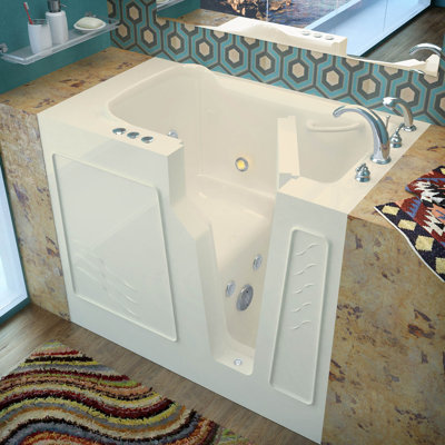 Prairie 45.75'' x 26'' Whirlpool Fiberglass Bathtub with Faucet