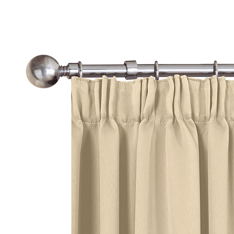 100% Polyester Room Darkening Pencil Pleated Blackout Curtain & Drapes, Cream, 168cm Width x 228cm Drop