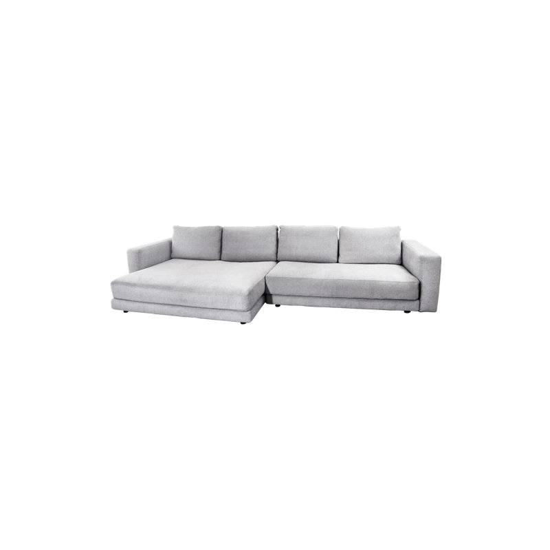 Scale 2-Seater Sofa W/Double Daybed & Armrest, Light Gray Polyester Blend
