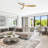 Shandi 52" 3 Blades Modern Intelligence flush mount ceiling fan with LED Lights,Remote Control-639990623