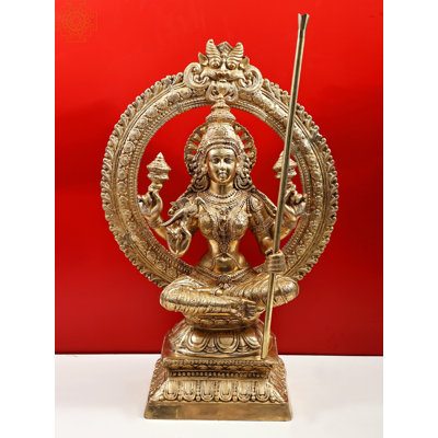 36" Large Goddess Rajarajeshwari Tripura Sundari Brass Statue – Handcrafted Hindu Deity Sculpture for Home Temple or Grand Decor