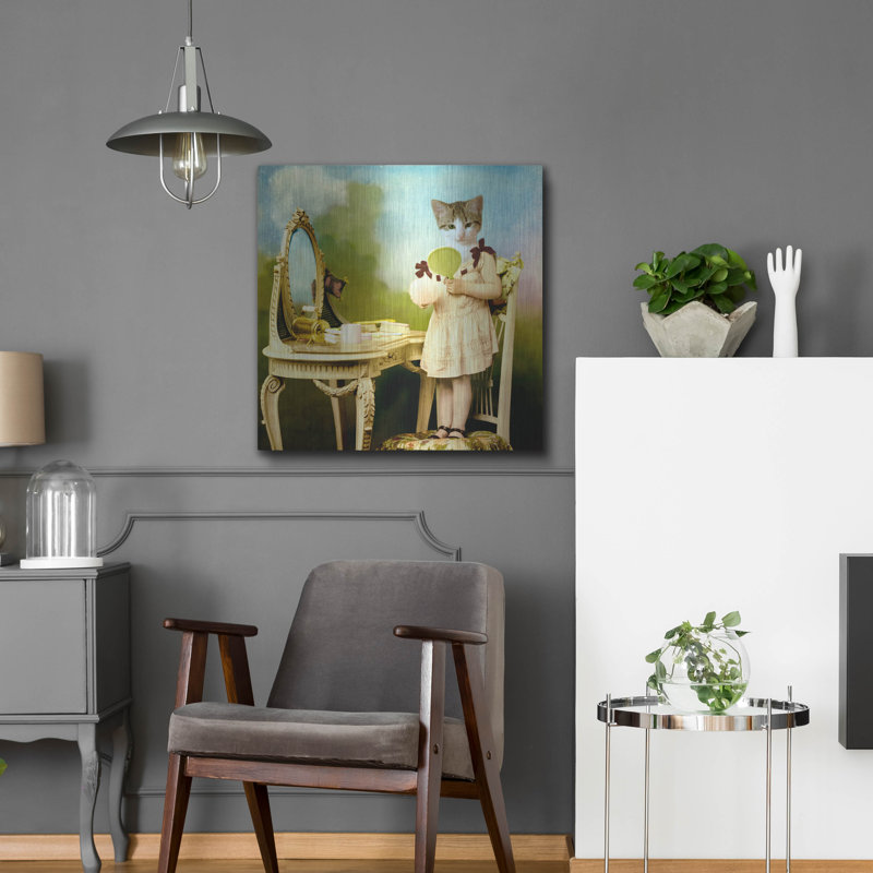 Art mural en métal luxueux «The Impersonator» par Martine Roch, 24 po x 24 po, H 24 po x l 24 po
