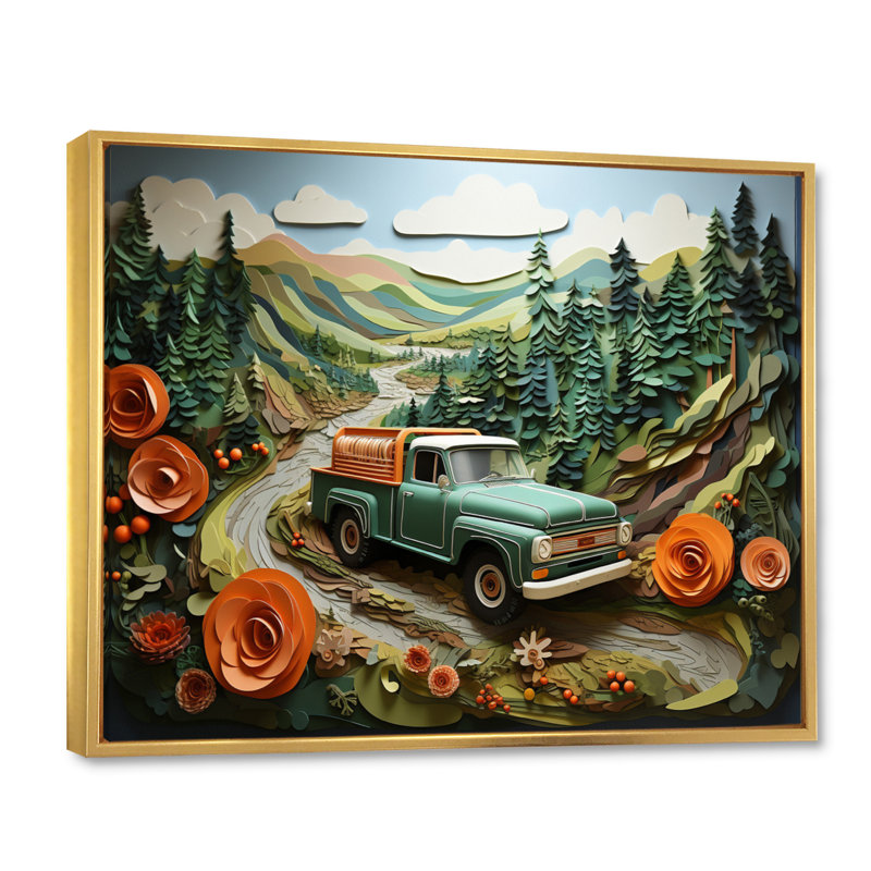 «Pickup Truck Offroad Adventures IV», reproduction sur toile, H 12 po x l 20 po x P 1 po, Cadre flottant doré
