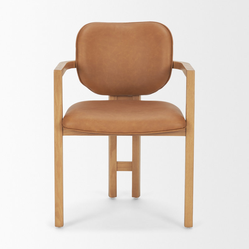 Fauteuil de salle à manger Alisha, Brun clair / bois naturel