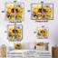 Jaune, bleu, doré, tournesols joyeux - impressions d'art sur toile jaunes-758622520-758622525-758622524