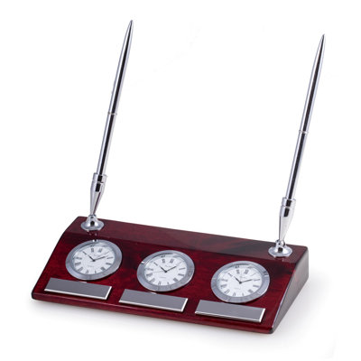 Traditional Roman Numeral Quartz Movement / Crystal Tabletop Clock in Brown