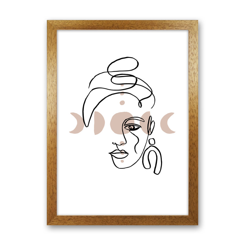 Face With Earrings Moonphases by Planeta444 - No Frame Print, Brown Framed, 46cm H x 34cm W x 3cm D
