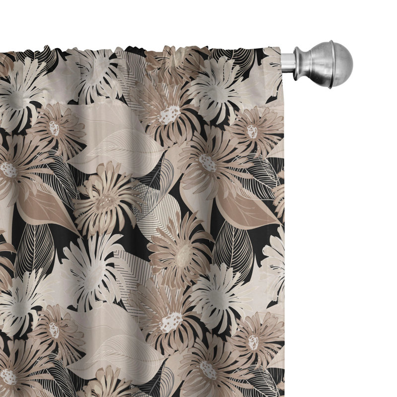 Floral Semi-Sheer Rod Pocket Curtain Panels, 28" x 95"
