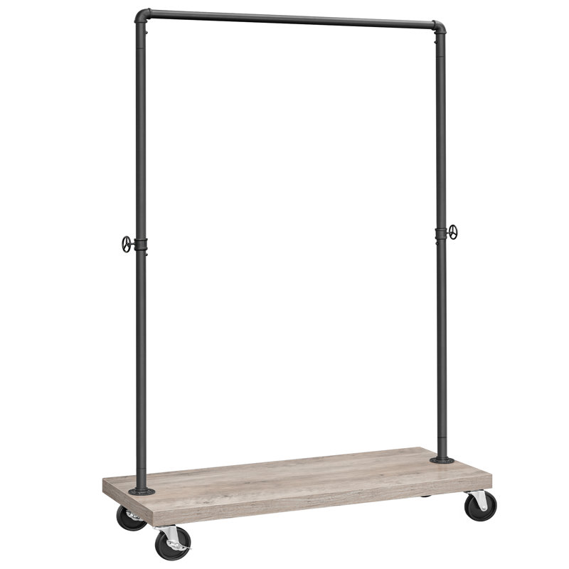 Durand 104.5cm Rolling Industrial Pipe Clothing Rack, Brown