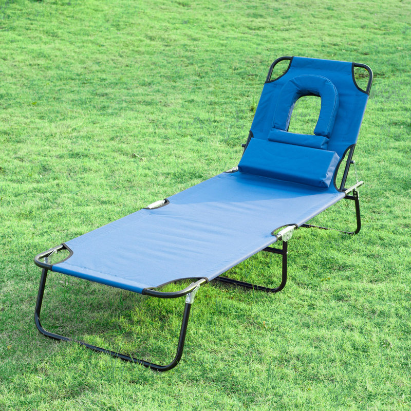 Alaia 187cm Long Reclining Single Chaise with Cushions, Blue