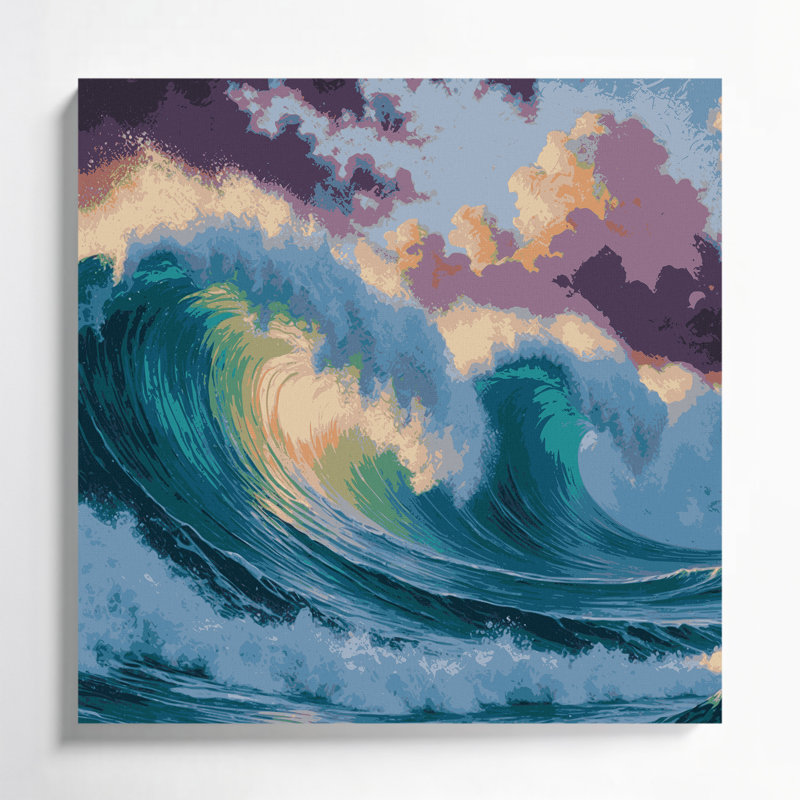 «Hawaiian Ocean Waves», art mural sur toile bleue, H 8 po x l 8 po