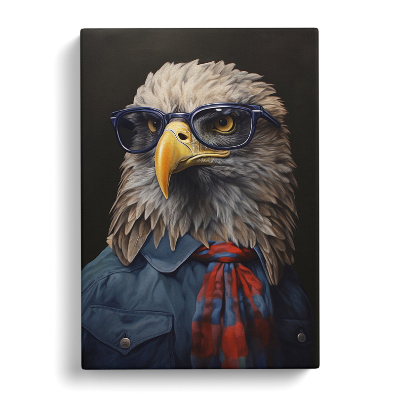 Eagle with Glasses Painting - Wrapped Canvas, 76cm H x 50cm W x 3cm D