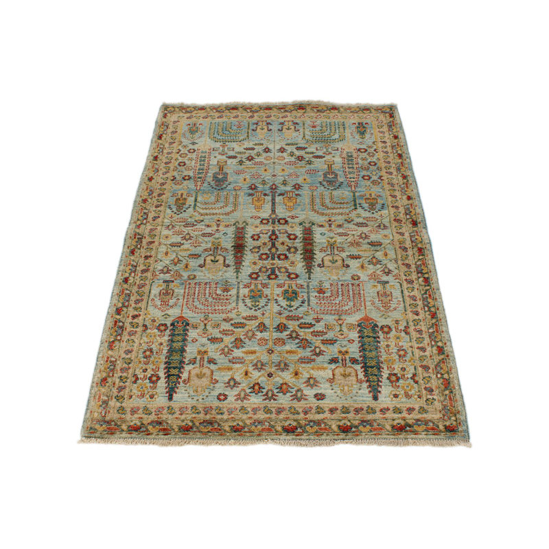 3x5 Blue and Rust Traditional Rug
