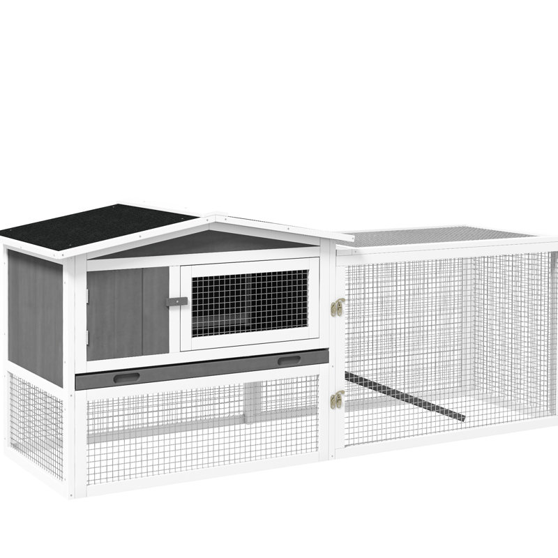 Lapin 2 couches, avec qualité imperméable, plateau coulissant, pour 1 à 2 lapins, grande cage grise à 2 étages, construction, course détachable,
