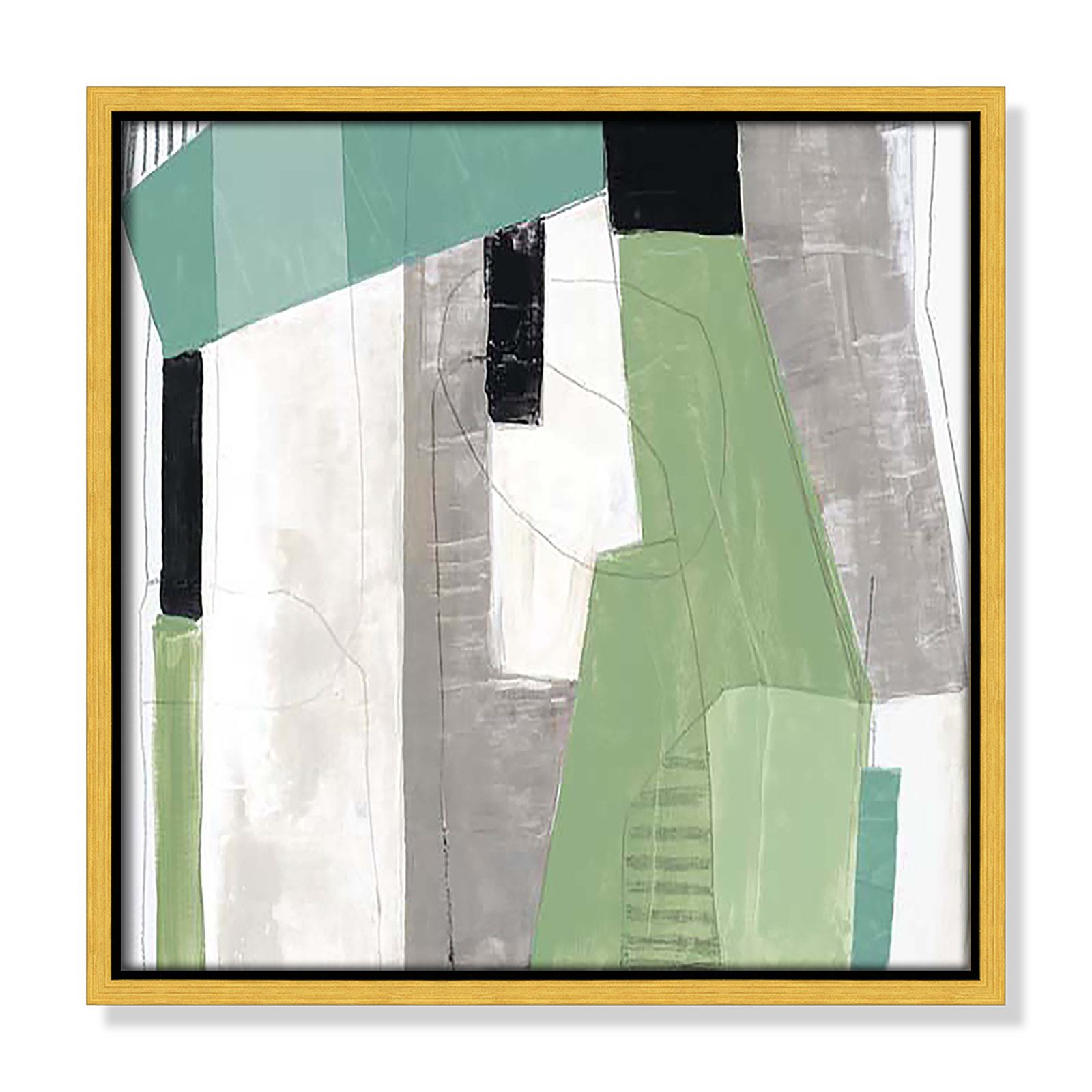 Evergreen Essence I by Tom Reeves, Gold Floater Framed, 13.5" H x 13.5" W x 2" D