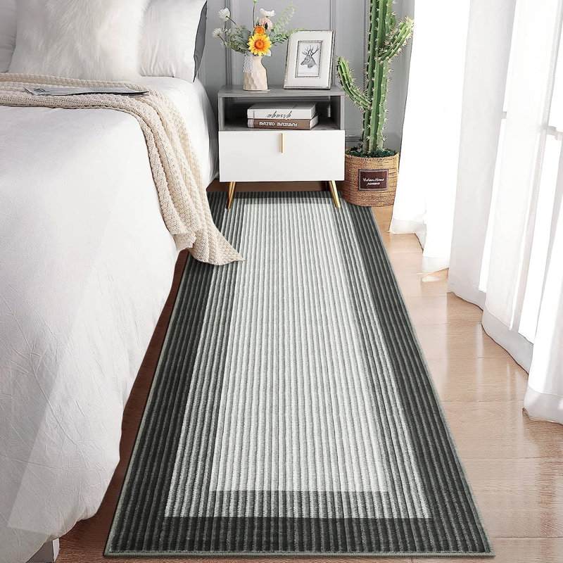 Runner Rug 2×6 Machine Washable Modern Hallway Runner Rug Non Slip Striped Edge Imitation Area Rugs for Entryway Hallway Kitchen Laundry Room