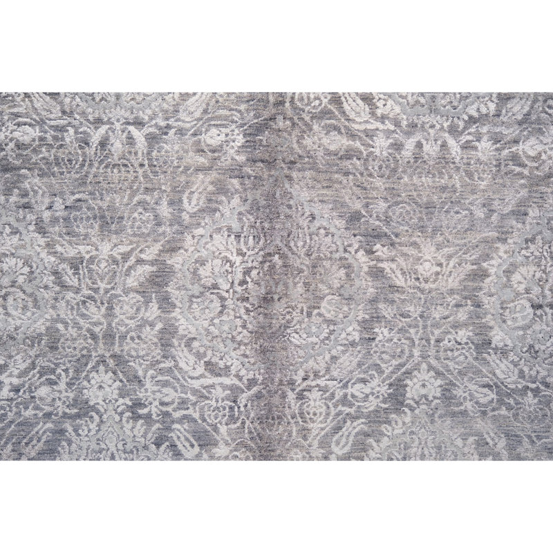 Tapis gris foncé noué à la main de haute qualité