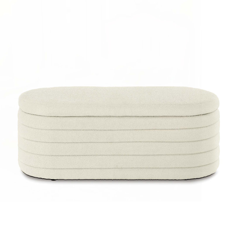 Teddy Fabric Storage Bench, Cream