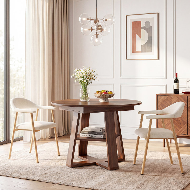 Ensemble de table de salle à manger Rohun, Noir, Beige, Ensemble de trois pièces : table, deux chaises