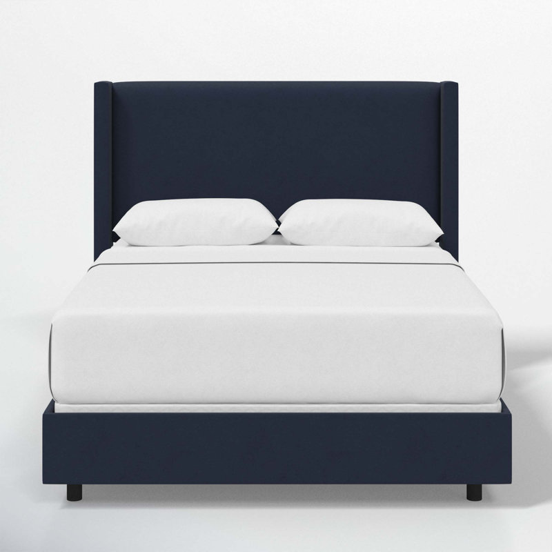 Hanson Upholstered Wingback Bed, Full/Double, Classic Ink Performance Velvet