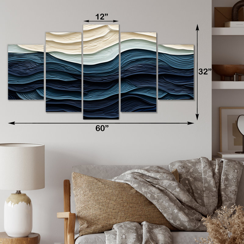 Bord de mer bleu et blanc - S Wall Minimalisme Multipanel Wall Art (sans textures)