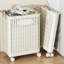 Grand panier à linge pliable avec roulettes et poignée, panier à linge pliant et roulant, panier de rangement portable polyvalent pour la lessive / salle de bain beige-125532000-125532001