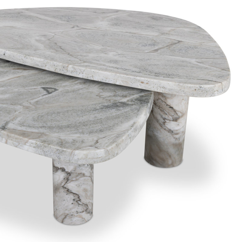 Zion Coffee Table Set - Merlot Marble, Sage Onyx