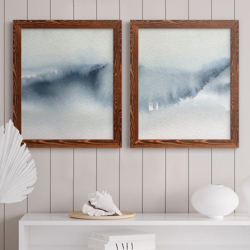 «Summer Rain I», ensemble de 2 peintures sur toile encadrées, H 20 po x l 34 po x P 1,5 po, Cadre en érable