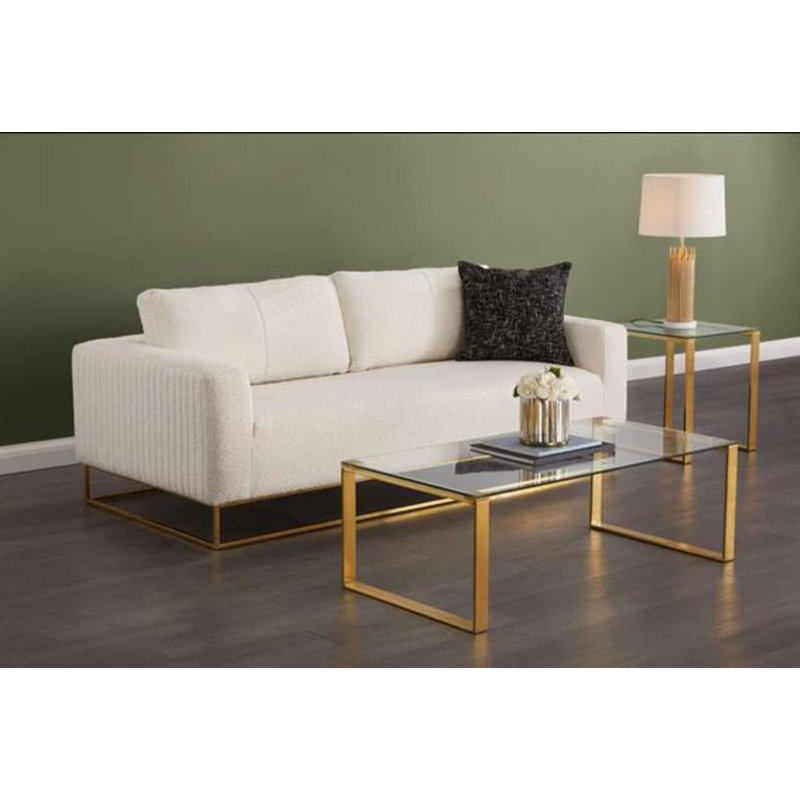 Genesis Glass Coffee Table, 16" H x 14" L x 35" W
