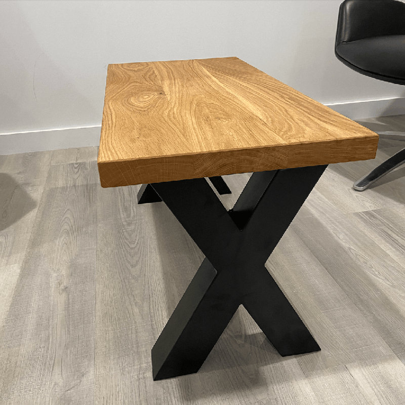 Solid Oak Coffee Table - Chunky X Legs, 45cm H x 110cm L x 100cm W