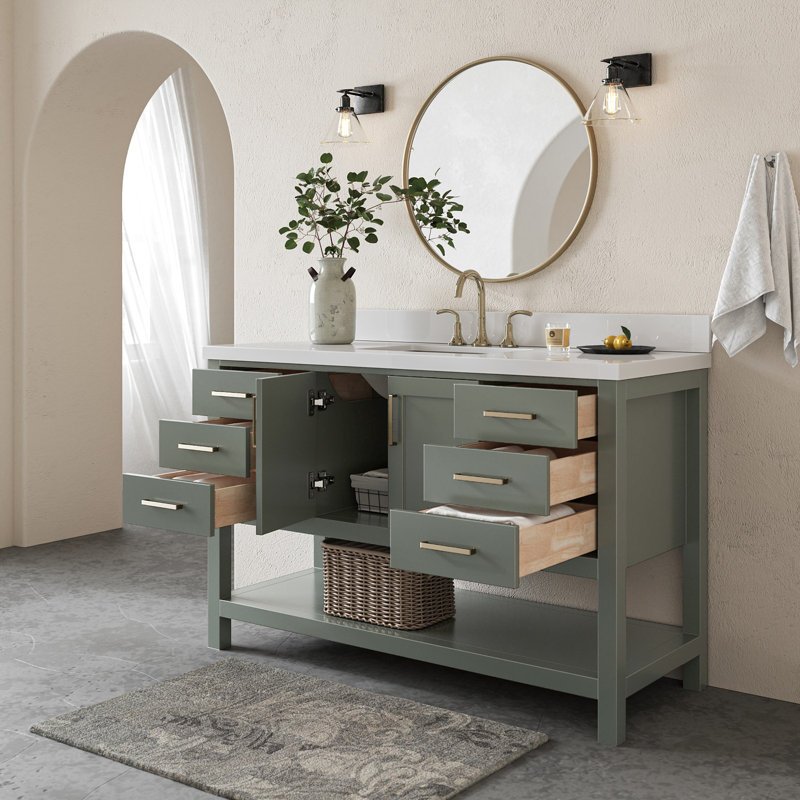 ARIEL Magnolia 54 Single Bathroom Vanity with Top, Vintage Green